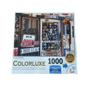 Colorluxe Route 66 Memorabilia Corvette Drive Puzzle 1000 Piece - NEW NIB